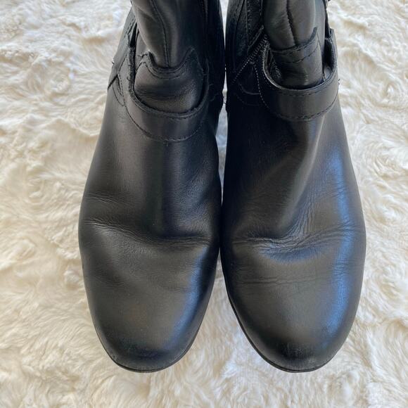 Clarks Women’s Knee High Ingalls Riding Boots 11 Black Leather Buckle Western - Picture 5 of 15